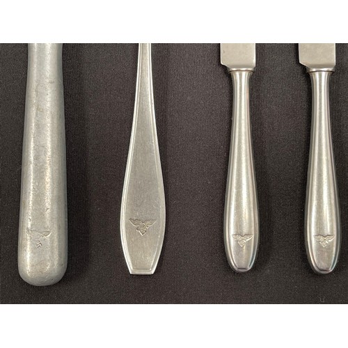 4254 - WW2 Third Reich Luftwaffe marked Cutlery. 8 items to include two ladels, one spoon, two forks and th... 