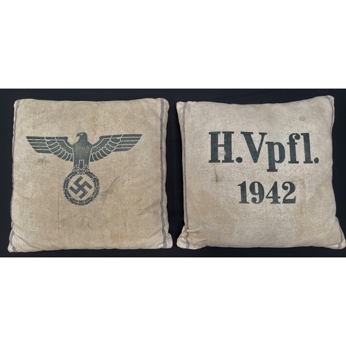 4255 - WW2 Third Reich Ration Sack which has been cut down and converted into two cushions in the post war ... 