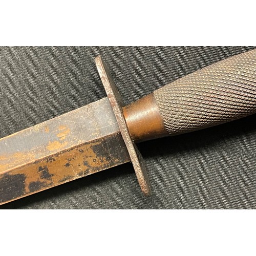 4269 - Reproduction Fairbairn Sykes 2nd Pattern Fighting Knife with double edged blade 176mm in length. Bla... 