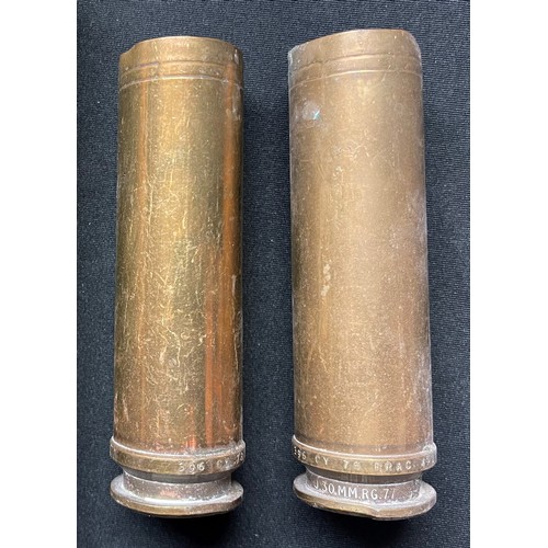 4272 - A Collection Of Brass Shell Cases all INERT & FFE to include: WW1 German Navy Pom Pom round dated 19... 