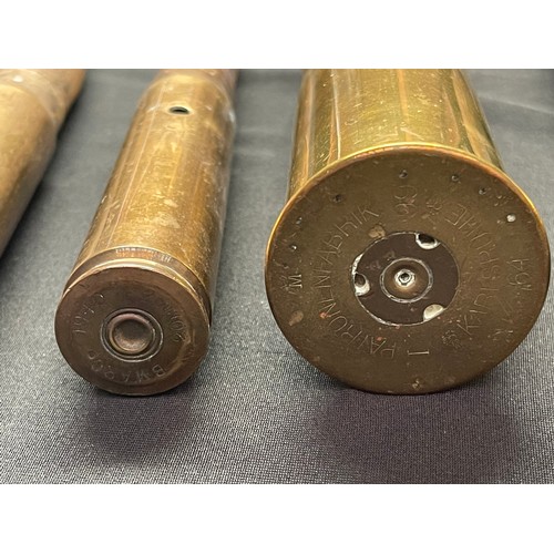 4272 - A Collection Of Brass Shell Cases all INERT & FFE to include: WW1 German Navy Pom Pom round dated 19... 