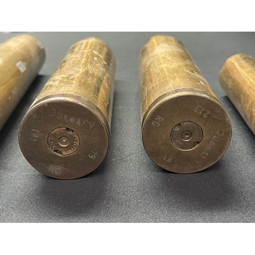 4272 - A Collection Of Brass Shell Cases all INERT & FFE to include: WW1 German Navy Pom Pom round dated 19... 