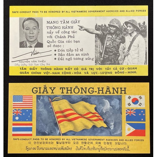 4286 - Vietnam War Safe Conduct Pass dropped by US Forces on Viet Cong and NVA troops.  Two different examp... 