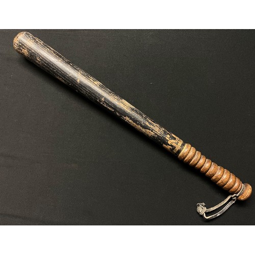 4305 - Police Truncheon with black painted finish along with gilt decortion. No markings or makers mark. Co... 