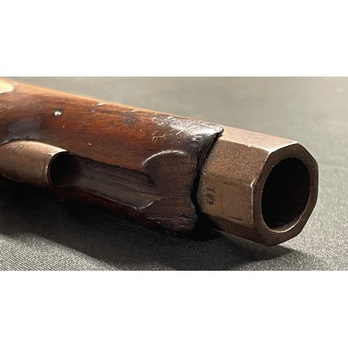 4312 - Percussion Cap Pistol by Gibbs with 180mm long Octagonal barrel. Bore Approx. 16mm. Barrel top marke... 