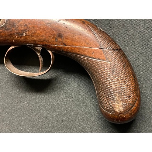 4312 - Percussion Cap Pistol by Gibbs with 180mm long Octagonal barrel. Bore Approx. 16mm. Barrel top marke... 