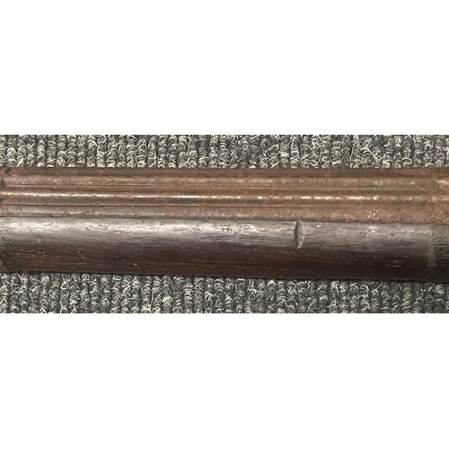 4313 - Matchlock Jezail camel gun with 112cm long barrel. Bore approx. 14mm. Overall length 160cm. Brass ba... 