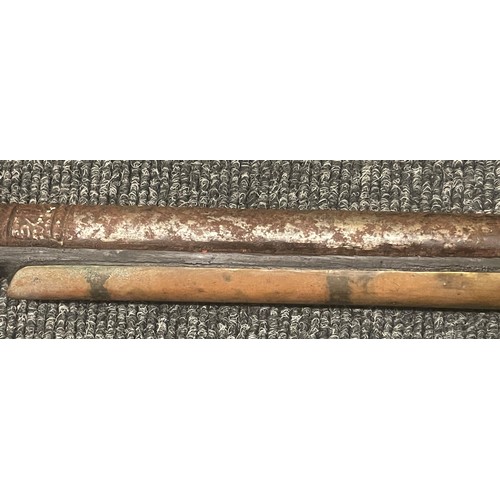 4313 - Matchlock Jezail camel gun with 112cm long barrel. Bore approx. 14mm. Overall length 160cm. Brass ba... 