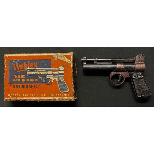 4315 - Webley Junior .177 Air Pistol complete in original box. 156mm long barrel. Serial number 1334. Worki... 