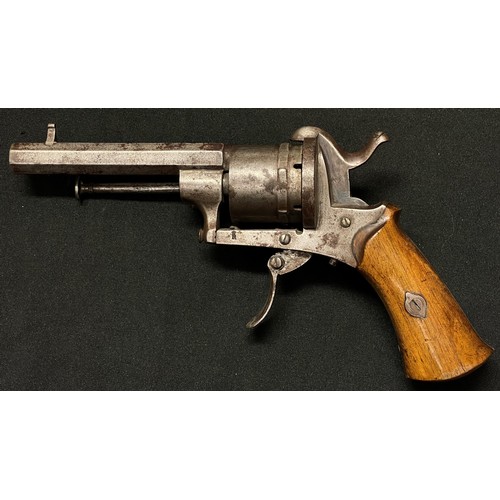 4333 - Belgian made Pinfire Revolver with 85mm long barrel. Bore approx. 7mm. No serial number. Folding tri... 