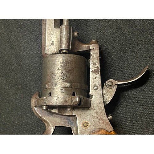 4333 - Belgian made Pinfire Revolver with 85mm long barrel. Bore approx. 7mm. No serial number. Folding tri... 