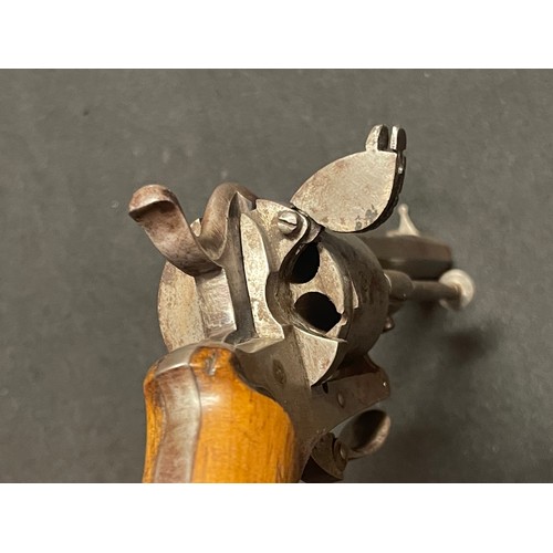 4333 - Belgian made Pinfire Revolver with 85mm long barrel. Bore approx. 7mm. No serial number. Folding tri... 