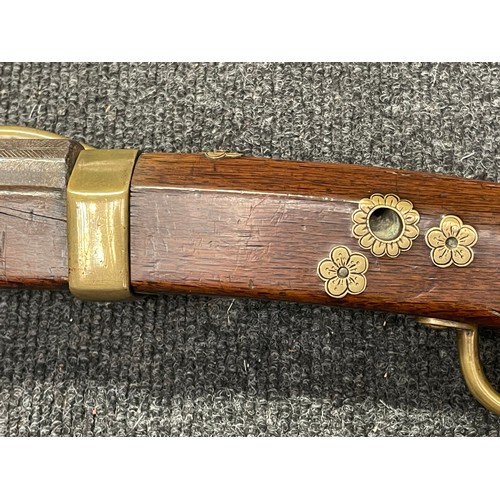 4335 - Japanese Samurai Matchlock Musket with decorated octagonal barrel 767mm in length. Bore approx. 12mm... 