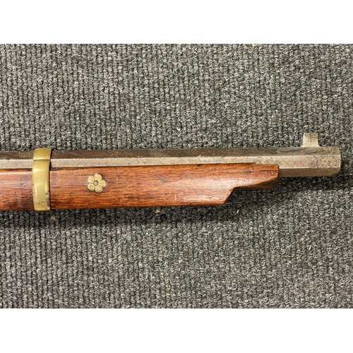 4335 - Japanese Samurai Matchlock Musket with decorated octagonal barrel 767mm in length. Bore approx. 12mm... 