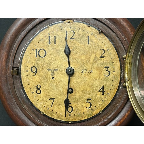 4359 - Reproduction KM Wall Clock. Wooden case 247mm in diameter. Dial 155mm in diameter. Complete with key... 