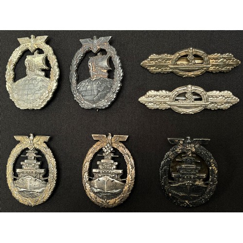 4377 - Reproduction Kriegsmarine War Badges to include: High Seas Fleets x 2, High Seas Fleets with Diamond... 