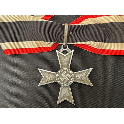 4383 - Reproduction Knights Cross of the War Merit Cross without Swords. Complete with ribbon . Marked 