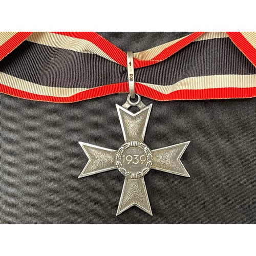 4383 - Reproduction Knights Cross of the War Merit Cross without Swords. Complete with ribbon . Marked 