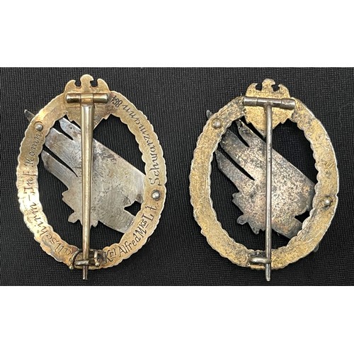 4385 - Reproduction Heer Paratroopers badge in case of issue and engraved to RKT Lt Karl Alfred Markus Schw... 