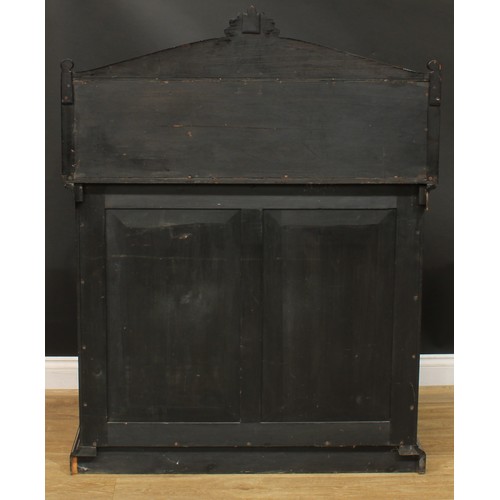 2513 - An early Victorian rosewood chiffonier, shaped superstructure with rectangular mirror, the base with... 