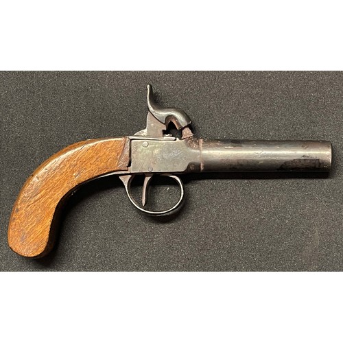 4334 - Percussion Cap Pistol with 70mm long barrel, Bore  approx. 11mm. British Proof marks. Working action... 