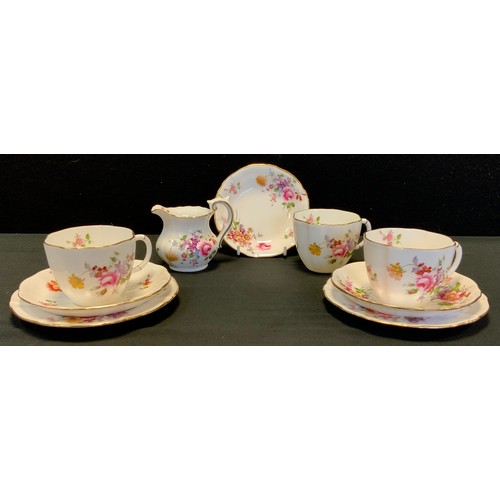 5 - Royal Crown Derby 'Derby posies pattern' tea set for two, comprising - pair of teacups with saucers,... 