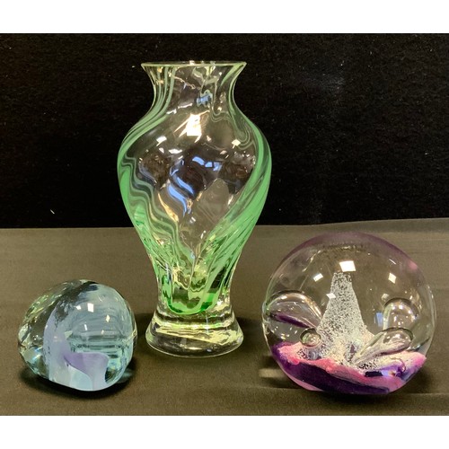 23 - Glass  - Caithness including; aqua green swirl bud vase, boxed, Caithness Moonflower paperweight, bo... 