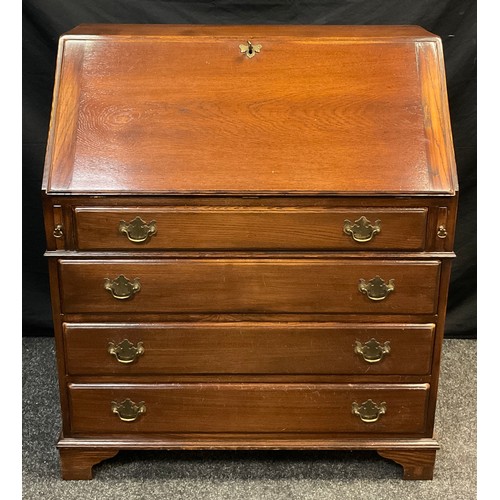 29 - A Titchmarsh and Goodwin style oak bureau, 100cm high x 85cm wide x 45cm deep.