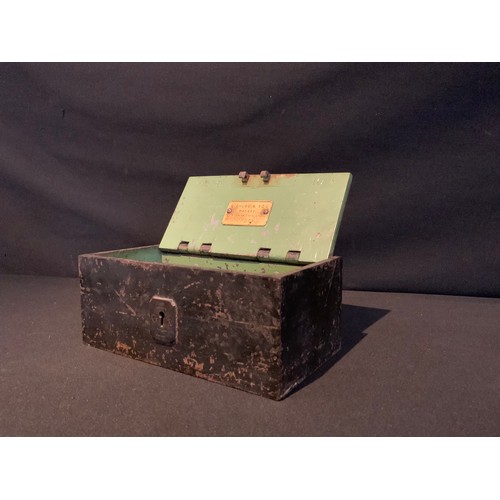 79 - A C. Chubb & Son, London miniature Strongbox safe, hinged lid and handle, 19cm wide, c.1900