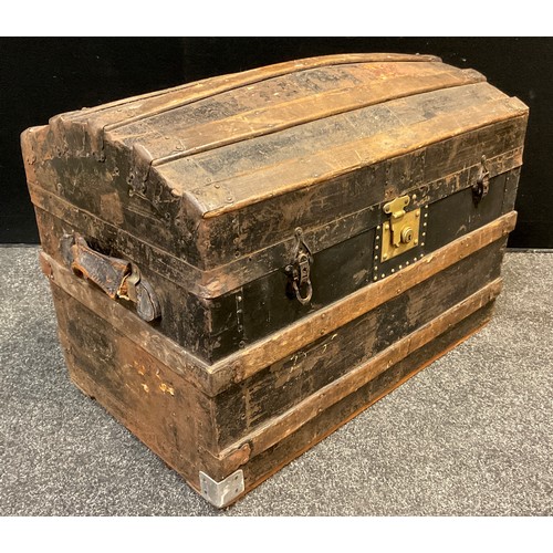 100 - A late Victorian dome top steamer trunk, 53cm high x 72cm wide x 42cm deep, c.1890.