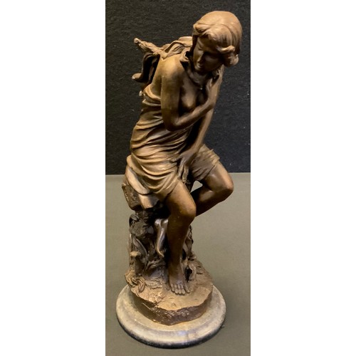 149 - A contemporary bronze figure, as an elegant lady, marble plinth, 29.5cm high