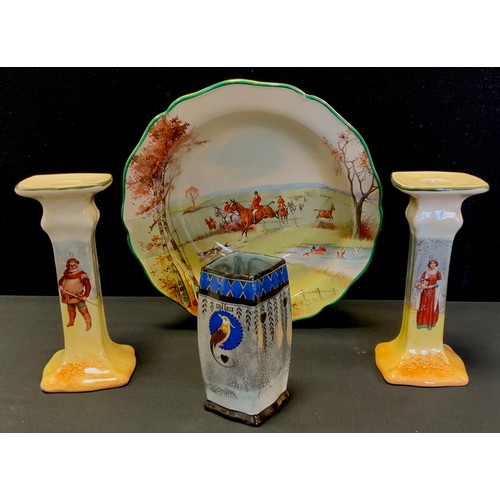 191 - A pair of Royal Doulton seriesware candlesticks; a bowl etc.