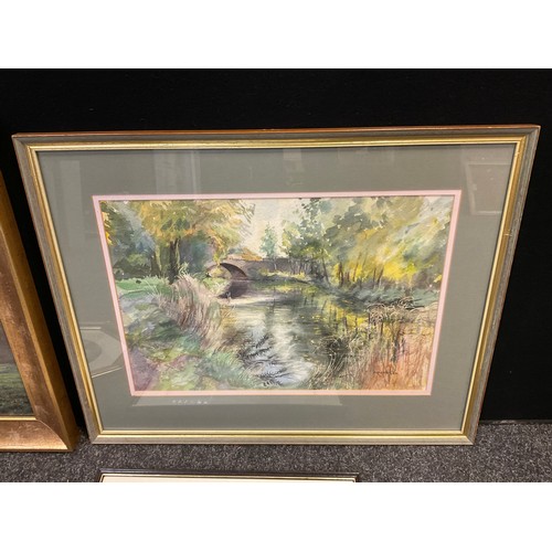 376 - Rex Preston, by and after, Dovedale, print on board, 45cm x 67.5cm;  Marianne Cox, LadyBridge, signe... 