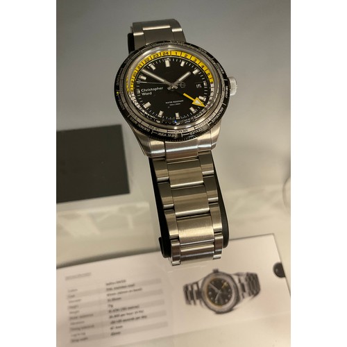 1004 - Christopher Ward - a C65 GMT Worldtimer automatic wristwatch, black dial, yellow and white register,... 