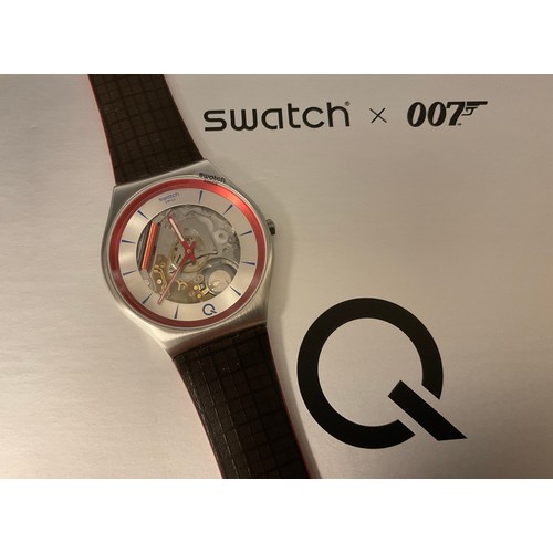 1062 - Swatch -a James Bond 007 No Time To Die Q limited edition wristwatch, SS07Z100,   cased and boxed wi... 