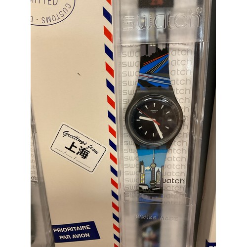 1069 - Swatch  - six Destination Special wristwatches, Edo Nights, GZ315;  Sam-Lor, SUOZ284;  1535 Broadway... 