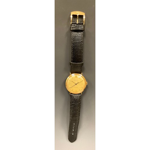 1082 - Rolex - 1960s 9ct gold cased Precision wristwatch, silvered dial, baton markers, centre seconds, man... 