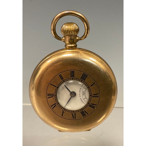 1175 - Rolex - gold plated half-hunter cased pocket watch, 50mm diameter case, signed two tone pale pink an... 