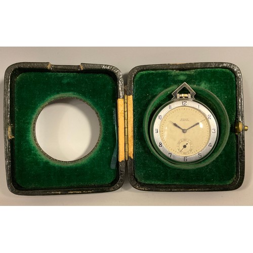 1181 - Rolex - Marconi Art Deco open face pocket watch, cream dial, Arabic numerals, subsidiary seconds, br... 