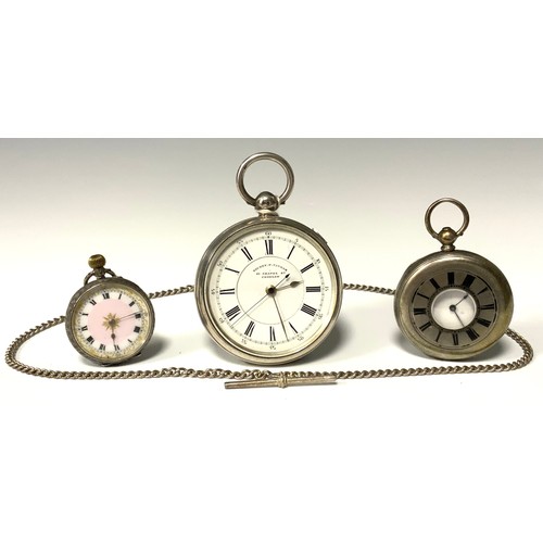 1172 - A Victorian silver open face centre second Chronograph pocket watch, white enamel dial marked Rueben... 