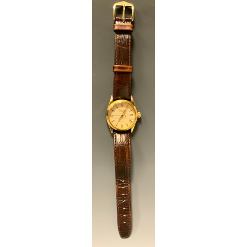 1137 - Rolex -  1940s Oysterdate Precision gold plated wristwatch, silvered dial, crown and block baton mar... 