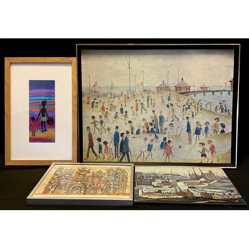 467 - Pictures and prints - L. S. Lowry, after, Lytham Pier, print on board, 43.5cm x 58cm;  another, indu... 