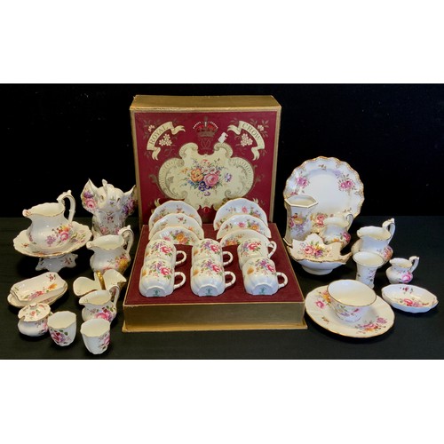 471 - Royal Crown Derby 'Derby Posies' pattern including boxed coffee set of six cups and saucers, milk ju... 