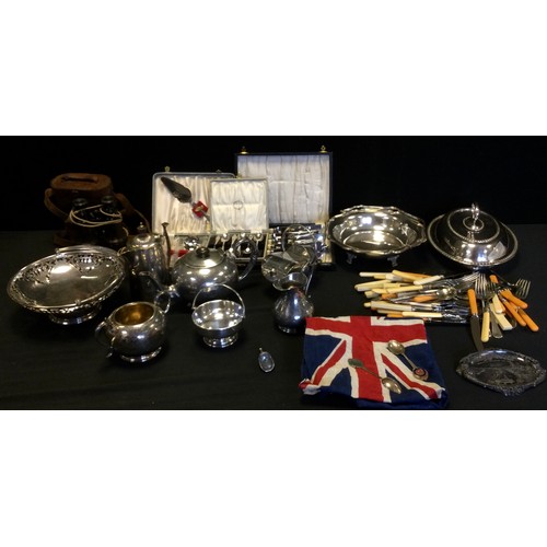 486 - A quantity of 19th century and later silver plated ware including an aesthetic movement EPBM hot wat... 