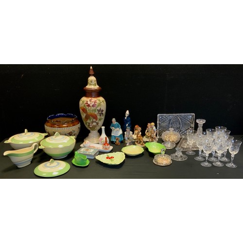 487 - Ceramics and glass - A Royal Doulton figure, Masque, HN2554; another, The Favourite, HN2249; three H... 