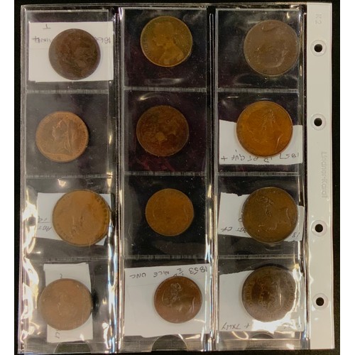 506 - Coins & Tokens - George III half pence 1799; Pennies 1806, others Victorian 1854,1855,1857,1858;  ha... 