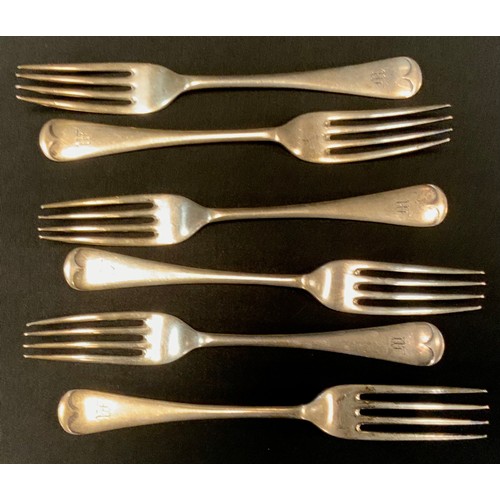 551 - A set of six silver table forks, Walker & Hall, Sheffield 1923, 10.23ozt