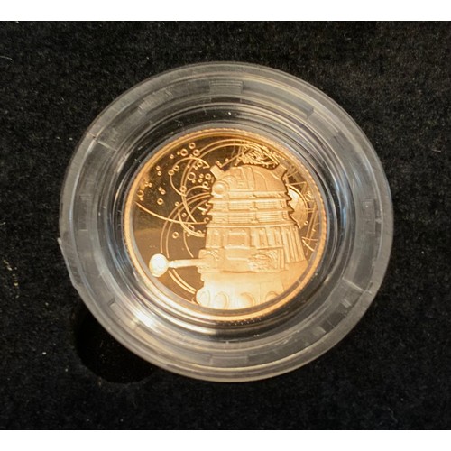 635 - Coins and Tokens -  Gold Proof Dr Who Dalek Coin 3.99g 22ct certificate and boxed