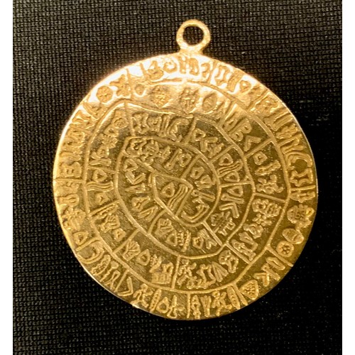 638 - A 14ct gold Greek coin medallion, stamped 585,. 5.6g