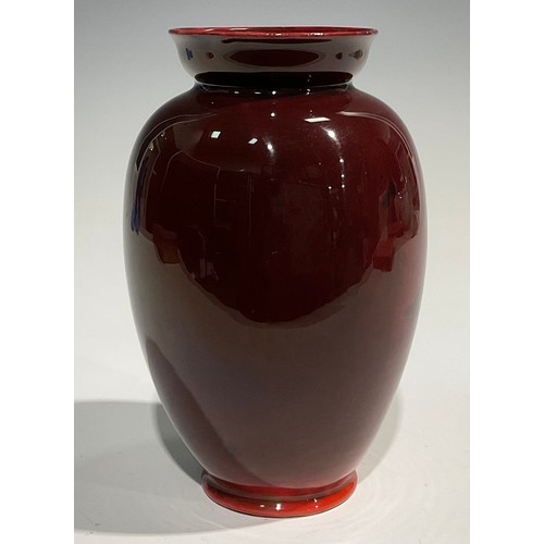 27 - A Bernard Moore flambé ovoid vase, flared rim, signed to base, 18.5cm high